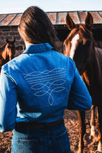 Boot Stitch Denim Pearl Snap Top