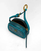 Loyal West Sophia Micro Bag Charm, Hand Finished Embossed Leather in Turquoise