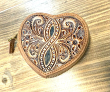 Tooled Leather Heart Coin Pouch