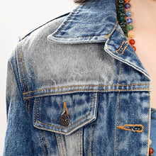 Genuine Tooled Leather Fringed Accent Denim Jacket