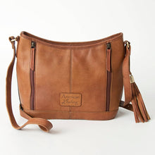 Natural Cowhide & Genuine Tooled Leather Women Crossbody Conceal Carry Purse