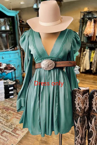 Southern Sass Deep-V  Long Sleeve Mini Dress