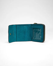 Loyal West Sophia Mini Wallet In Hand Finished Embossed Leather in Turquoise