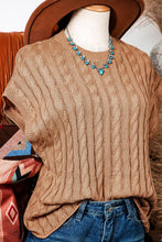 Crew Neck Cable Knit Short Sleeve Sweater