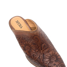 Valeria Hand-Tooled Mules in Brown