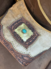 Natural Cowhide & Genuine Tooled Leather Women Crossbody Conceal Carry Purse
