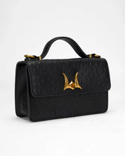 Loyal West Valencia Ostrich Leather Bag in Black