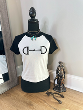 Snaffle Bit Baby Tee with Black Cap Sleeves