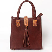 Embossed Genuine Leather Tote with Tooled Accents