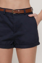 Belted Roll-Hem Chino Shorts