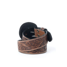 Lariat Rose Tooled Leather Belt in Brown