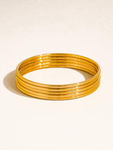 Olyss 18K White & Yellow Gold Non-Tarnish Classic Thin Bangle Set