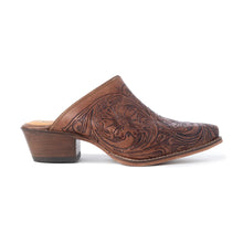 Valeria Hand-Tooled Mules in Brown