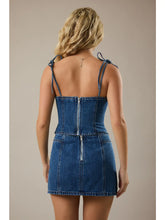 Shoulder Tie Corset Denim Top