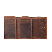 Tooled Leather Accent Cowhide Mini Wallet