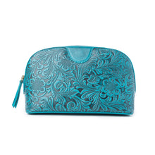 Saddlefire Embossed Leather Multi-Pouch In Turquoise
