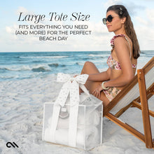 Special Edition Bow Ivory Pearl Beach Tote With Phone Pouch