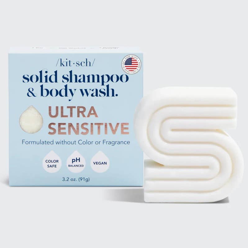 Ultra Sensitive Shampoo & Body Wash Bar Fragrance Free by Kitsch
