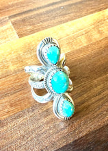 The Tango Sterling Silver with Turquoise Stones Ring, Size 6