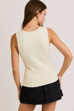 Prep Check Sleeveless Sweater Top in Cream