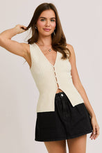 Prep Check Sleeveless Sweater Top in Cream