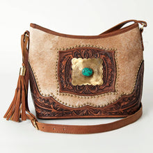 Natural Cowhide & Genuine Tooled Leather Women Crossbody Conceal Carry Purse