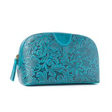 Saddlefire Embossed Leather Multi-Pouch In Turquoise