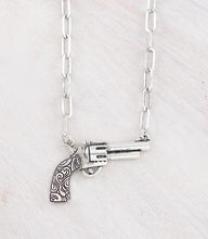 Tooled Handled Silver Pistol Necklace