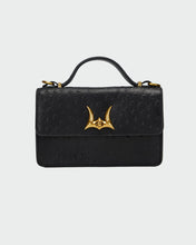 Loyal West Valencia Ostrich Leather Bag in Black