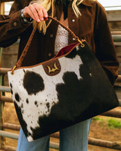 Loyal West Large Cowhide & Leather Hobo Bag in Black & White