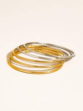 Olyss 18K White & Yellow Gold Non-Tarnish Classic Thin Bangle Set