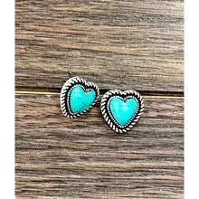 Natural Stone Heart Stud Earrings