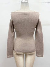 Off-the-Shoulder Tie-Waist Sweater Top in Beige