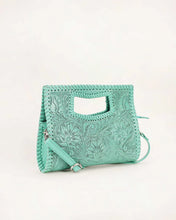 Loyal West The Alma Tooled Leather Mini Bag in Turquoise