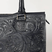 Genuine Tooled Leather  Structured Tote Bag