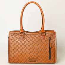 Genuine Tooled Leather  Structured Tote Bag