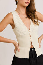 Prep Check Sleeveless Sweater Top in Cream