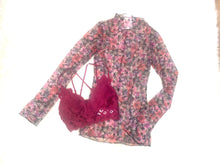 Mesh Overlay Long Sleeve Top in Floral Print