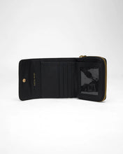 Loyal West Sophia Mini Wallet In Black & White Cowhide Leather