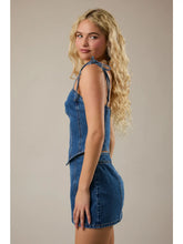 Shoulder Tie Corset Denim Top