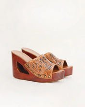 Loyal West Desert Wanderer Sandals - Dark Brown Handtooled Leather