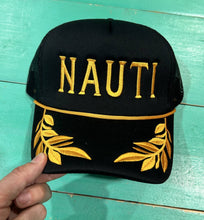 Nauti Trucker Hat in Black and Gold Captain Hat