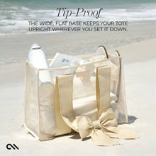 Special Edition Bow Ecru Raffia Beach Tote With Phone Pouch