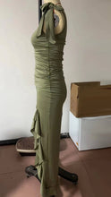 Western Cowgirl Coachella Ruffled Slit Dress