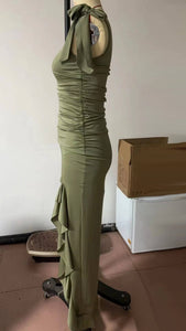 Western Cowgirl Coachella Ruffled Slit Dress