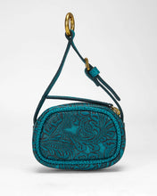 Loyal West Sophia Micro Bag Charm, Hand Finished Embossed Leather in Turquoise