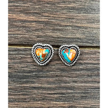 Natural Stone Heart Stud Earrings