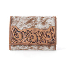 Tooled Leather Accent Cowhide Mini Wallet