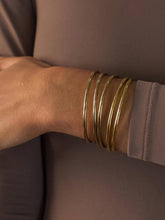 Olyss 18K White & Yellow Gold Non-Tarnish Classic Thin Bangle Set