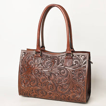 Genuine Tooled Leather  Structured Tote Bag